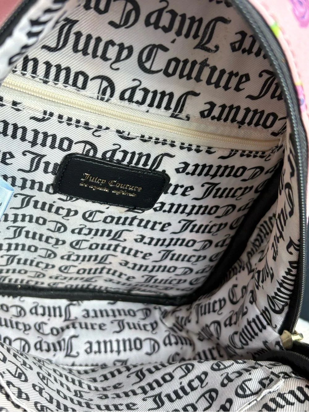 Juicy Couture Black Pink Rose Floral Mini Backpack